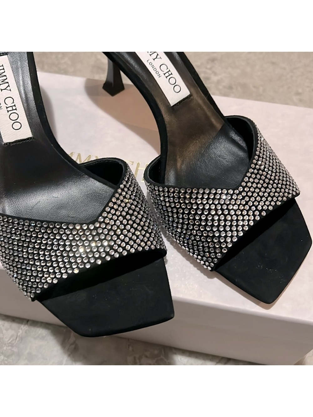 Jimmy Choo Skye 70 Embellished High Heel Slide Sandals - Picture 10 of 16